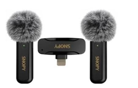 Snopy SN-MW80 Siyah 2 Mikrofonlu Kablosuz Lightning Yaka Mikrofonu (KDO)
