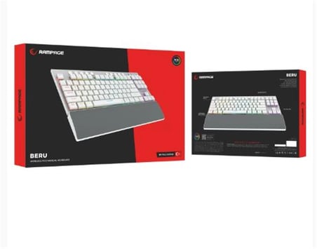 Rampage BERU Beyaz 2.4G + BT Wireless RED SWITCH Mekanik Gaming Oyuncu Klavye Slim  RGB (KDO)