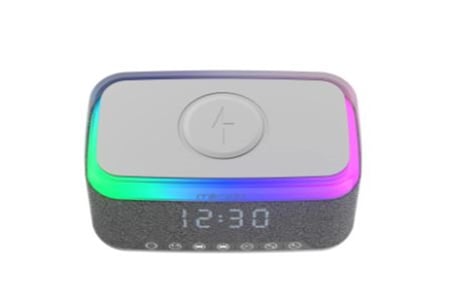 Mikado MD-W10 1200mAh 10W Gri BT, USB, Kablosuz Şarjlı RGB-Alarmlı Saat Speaker (KDO)