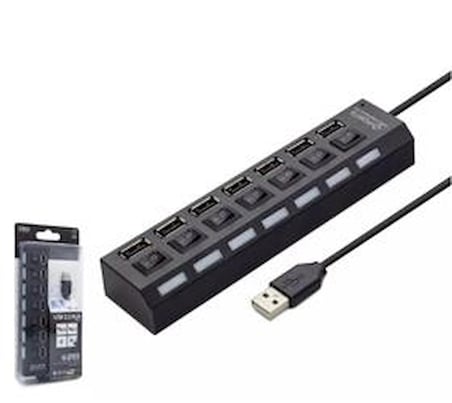 Hadron Hdx7001 Usb Hub 7-Usb Siyah Anahtarlı (KDO)
