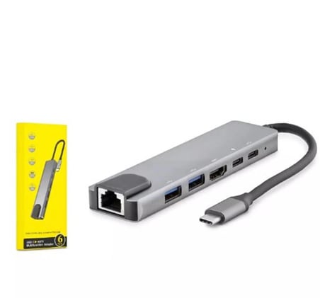 HADRON HDX7791 TYPE-C HDTV COMBO HDMI 4K 30HZ + 2-TYPE-C + 2-USB3.0 + LAN 6IN1 GRİ (KDO)