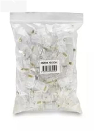 Hadron Hdx5062 Cat5 Konnektör Ez Rj45 Delikli 100Lü Paket Şeffaf (KDO)