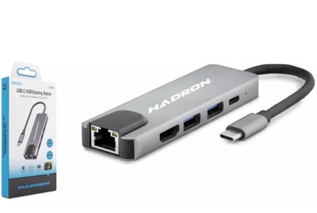 HADRON HDX7831 TYPE-C HDTV COMBO HDMI 4K 30HZ + TYPE-C + 2-USB3.0 + LAN 5IN1 GRİ (KDO)