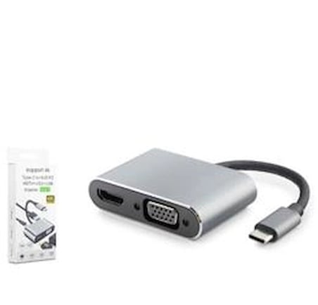 HADRON HDX7839 TYPE-C TO HUB HDTV 4K 30HZ + TYPE-C + USB + VGA 4IN1 GRİ (KDO)
