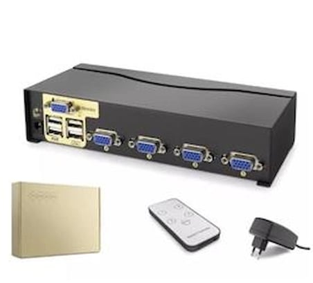 Hadron Hdx1381  4 Port  Vga Kvm Switch Uzaktan kumanda 5V adaptör (KDO)