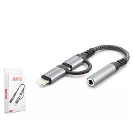 Hadron Gj-026 Type-C + Lightning To 3.5Mm F Kablo Siyah (KDO)