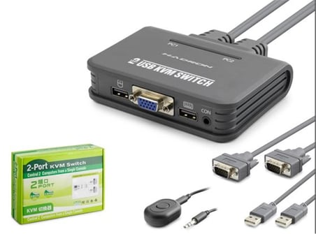 Hadron Hdx1362 Vga Usb Kwm Switch 2Giriş 1Çıkış Kablolu Siyah (KDO)