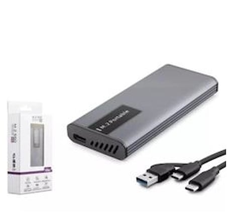 Hadron Hdx1780 Ssd Kutu Type-C3.1 + Usb3.0 Nvme + Ngff M2 Alüminyum + Plastik Chip Rtl9210B Rgb Gri (KDO)
