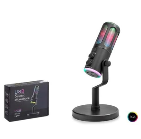 HADRON SU8 Gaming RGB Masaüstü Mikrofon DSP Gürültü Önleme Echo Type-C Siyah (KDO)