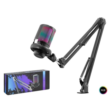 HADRON ME6S35B Gaming RGB Mikrofon Seti Boom Mikrofon Kolu Type-C 192kHz 24Bit Siyah (KDO)