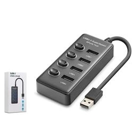 Hadron HDX7048 USB Hub 2.0 480Mbps 4x USB-A 4 Port Switch’li Çoklayıcı Siyah (KDO)