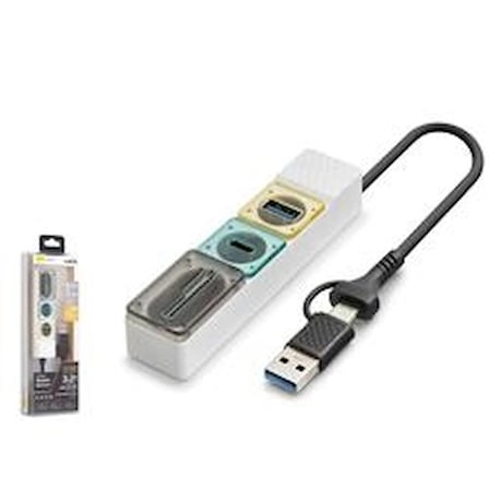 Hadron HDX7058 Hub 5Gbps 1x Type-C 3.2+1xUsb-A 3.2+SD+microSD 4 Port 2in1 Kablolu Kart Okuyu Beyaz (KDO)