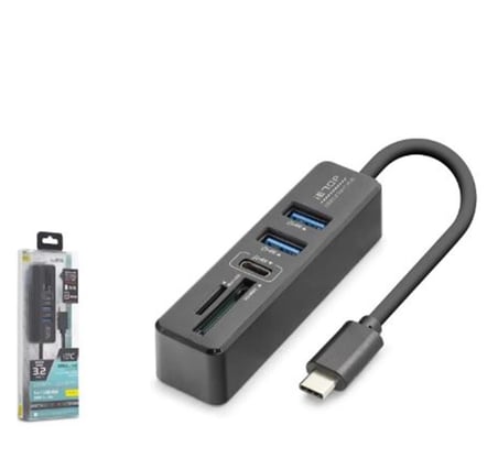 iETOP HDX7060 Type-C 3.2 Gen1 Combo Hub Kart Okuyucu 5 Port 5 Gbps Siyah (KDO)