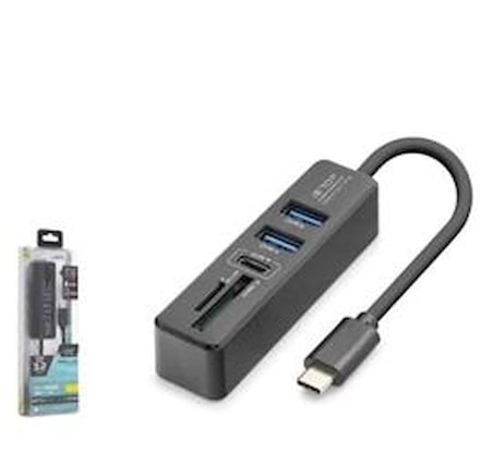 iETOP HDX7060 Type-C 3.2 Gen1 Combo Hub Kart Okuyucu 5 Port 5 Gbps Siyah (KDO)