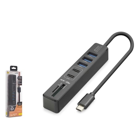 Hadron HDX7061 İetop Type-C Hub 5Gbps 2x Usb-C 3.2+3x Usb-A 3.2+SD+microSD 7 Port Kart Okuyucu Siyah (KDO)