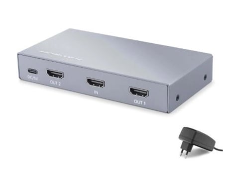 HADRON HDX1428 HDMI Splitter EDID 4K 60 Hz 1 Giriş 2 Çıkış Gri (KDO)