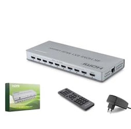 HADRON HDX1437 HDMI Multi Viewer Network Kontrollü Kumandalı 4K 30 Hz 9 Giriş 1 Çıkış Gri (KDO)
