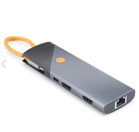 HADRON HDX7879 Type-C Combo Hub PD 100W HDMI 4K 60Hz Gigabit LAN Kart Okuyucu 9 Port 5 Gbps Gri (KDO)
