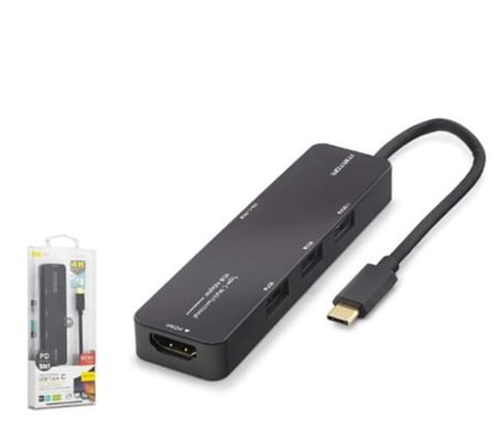 iETOP TUH305 Type-C 3.2 Gen1 Combo Hub PD HDMI 4K 5 Port 5 Gbps Siyah (KDO)