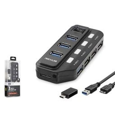 iETOP U332 USB Type-C 3.2 Gen1 Anahtarlı Hub 7 Port 5 Gbps Siyah (KDO)