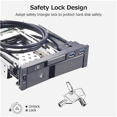 Oem 5,25" Dahili Çift Yuvalı Sabit Disk Kutusu 2,5+3,5 inç SATA HDD-SSD Muhafaza Aletsiz Tasarım (KDO)