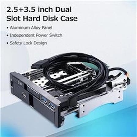Oem 5,25" Dahili Çift Yuvalı Sabit Disk Kutusu 2,5+3,5 inç SATA HDD-SSD Muhafaza Aletsiz Tasarım (KDO)