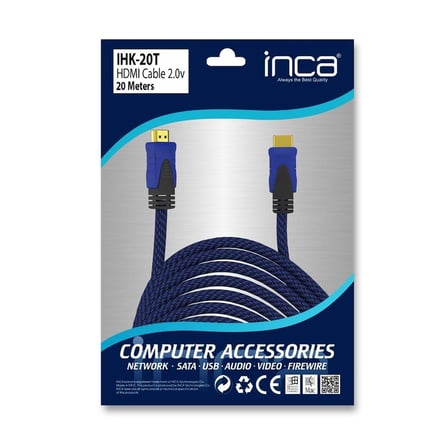 Inca IHK-20T 2.0 20mt  Altın Uç  Hdmı Kablo 18 Gbps 4K& 2K & FULL HD (KDO)
