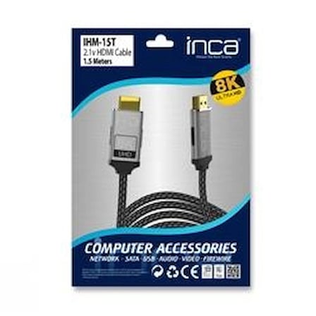 Inca IHM-15T 1.5mt 2.0  Altın Uç Örgülü Kablo Hdmı To Hdmı Kablo 8K 2.1V ( 7680 × 4320 8K) (KDO)