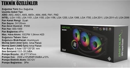 INCA ISS-03XN 3X120 360 ARGB Kumandalı AM5+1700P Cpu Sıvı Soğutma(Intel LGA 1200-115X-2011) (KDO)