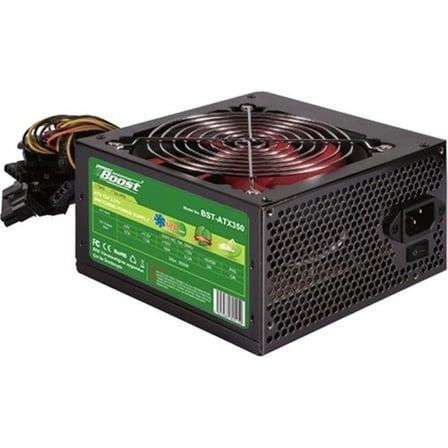 PowerBoost BST-ATX350R 350w, PPFC 12cm Kırmızı Fanlı ATX PSU (Retail Box) (KDO)
