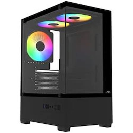 PowerBoost PB-M5001B 500w 3-12cm Rainbow Fanlı USB 3.0 Seaview M-ATX Gaming Siyah Kasa (KDO)