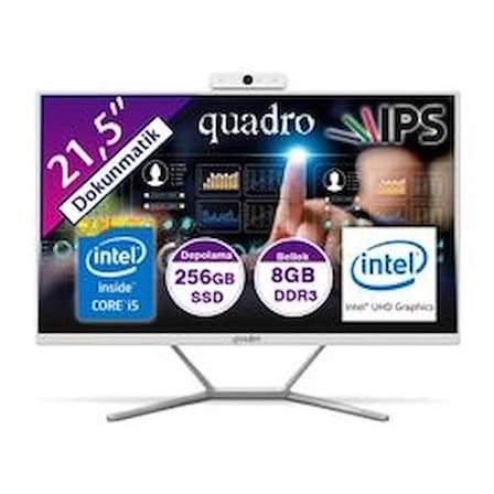 Quadro Stark Touch H8122-T45825 Ci5 4590S 3.0Ghz 8gb 256gb 21.5"  Dokunmatik Freedos AIO Bilgisayar (KDO)