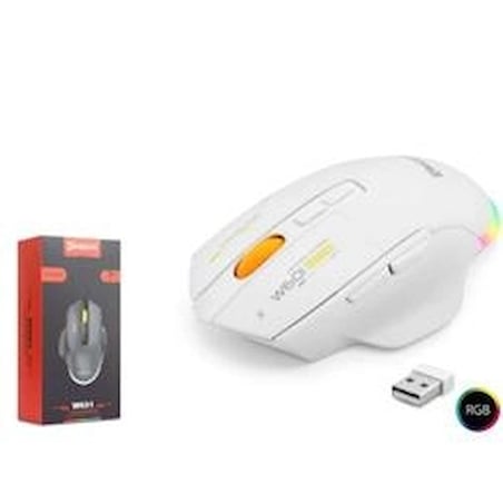 MKESPN W601W Tri Mode RGB Gaming Mouse 12800 DPI 7 Tuş Makro 1000Hz Beyaz (KDO)