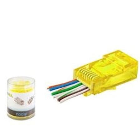 NODAR ND2400 CAT6 EZ RJ45 Konnektör 100 Adet Plastik Kutu - Sarı (KDO)