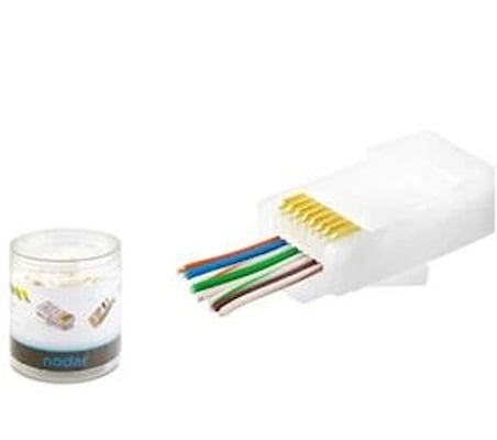 NODAR ND2406 CAT6 EZ RJ45 Konnektör 100 Adet Plastik Kutu - Beyaz (KDO)