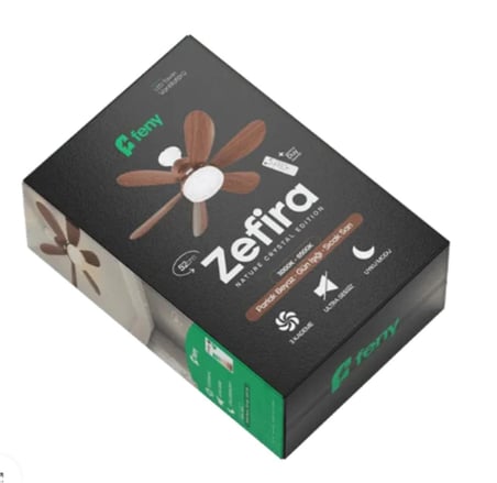 Feny Fn-F84 Zefira 3 Kademe Ahşap Renk Ultra Sessiz 3000k-6500K Kristal Led Tavan Vantilatör Kumanda (KDO)