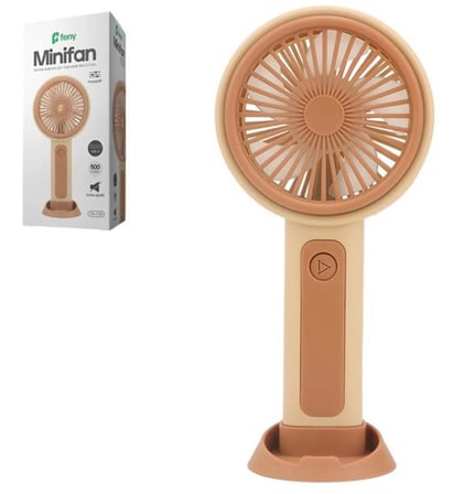 Feny FN-F25 Krem- Kahverengi Kademeli Ultra Sessiz Şarjlı Taşınabilir,Standlı 500Mah Mini El Fanı (KDO)