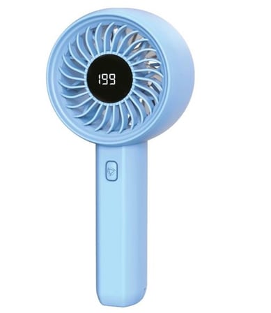 Feny FN-F45 Mavi Kademeli Ultra Sessiz Led Göstergeli Şarjlı 1800Mah Turbo Mini El Fanı (KDO)