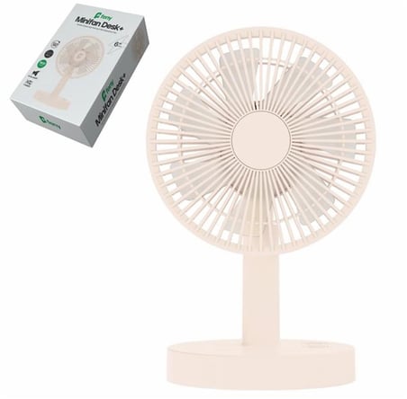 Feny FN-F75 Beyaz 3 Kademeli Otomatik 180 Derece Dönebilen Şarjlı 1800Mah Premium Masa Üstü Fan (KDO)
