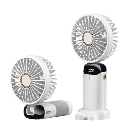 Feny FN-F30 Beyaz Kademeli Ultra Sessiz Led Göstergeli Katlanabilir Şarjlı 1200Mah Mini El Fanı (KDO)