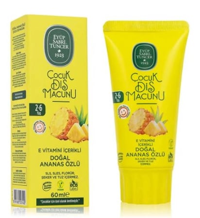 Eyüp Sabri Tuncer Doğal Ananas Özlü 2-6 Yaş Çocuk Diş Macunu 60 ml (KDO)