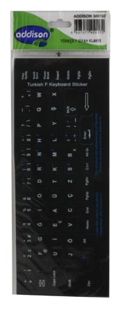 Addison 300162 Türkçe f Siyah Klavye Stıker (KDO)