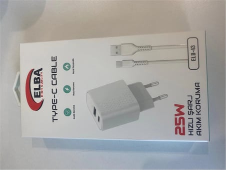 ELBA ELB43 25W 2li USB Başlık TYPE-C Kablolu Set Hızlı Şarj Akım Koruma (KDO)