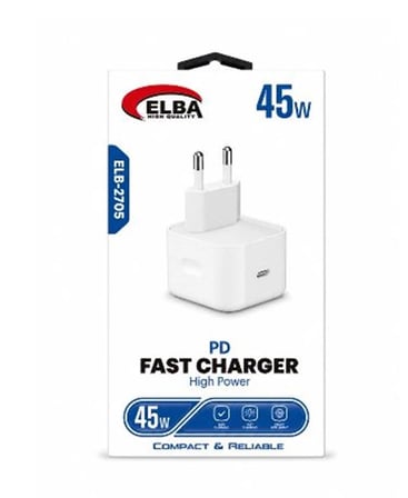 Elba ELB-2705 45W Beyaz Usb-C Ev Şarj Kafa (KDO)