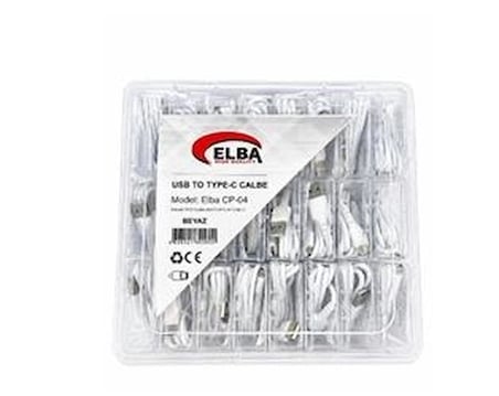 Elba CP-04 Şeffaf Kutulu Usb To Type-c 24lü Beyaz Şarj Kablosu (KDO)
