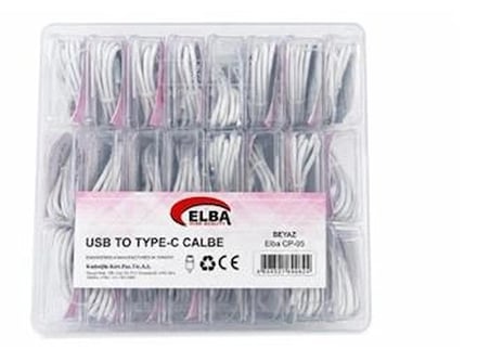 Elba CP-05 P-BUT6 Şeffaf Kutulu Usb To Type-c 6 Amper 24lü Beyaz Şarj Kablosu (KDO)