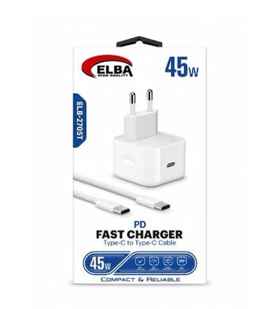 Elba ELB-2705t 45W Beyaz Type- C To Type-C İos Set (KDO)