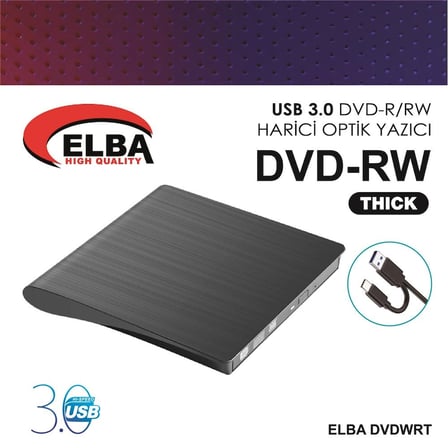 Elba DVDWRT-THCK Harici Dvdrw Thick, Siyah Dvd Yazıcı Writer (KDO)