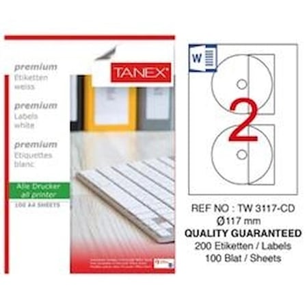 Tanex TW-3117 117 mm 50li Gümüş Lazer Etiket (KDO)
