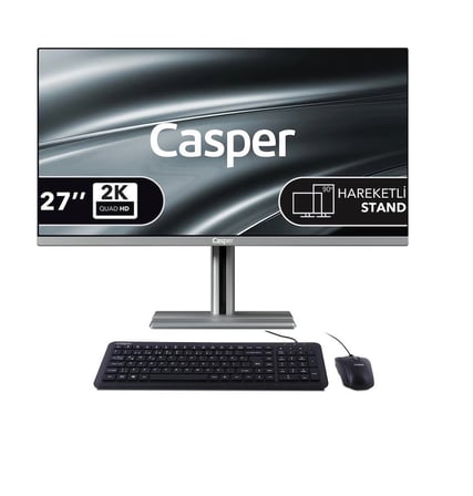 Casper Nirvana A97.255H-BE00X-V-G Gri Ultra 7 255H Ai 16GB 480GB NVME 27" Pivot FreeDOS All In One (KDO)